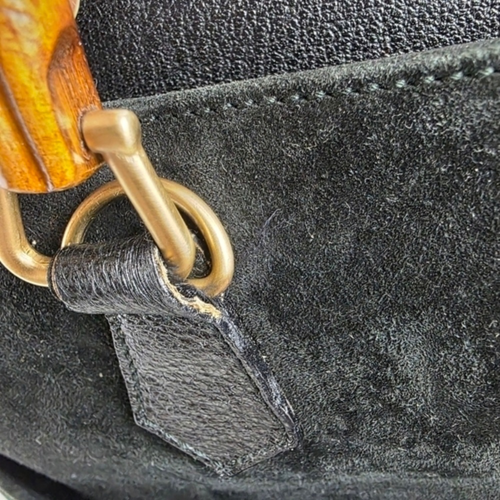 Gucci Black Suede Bamboo Handbag Circa 1980s/90s - Picture 10 of 15